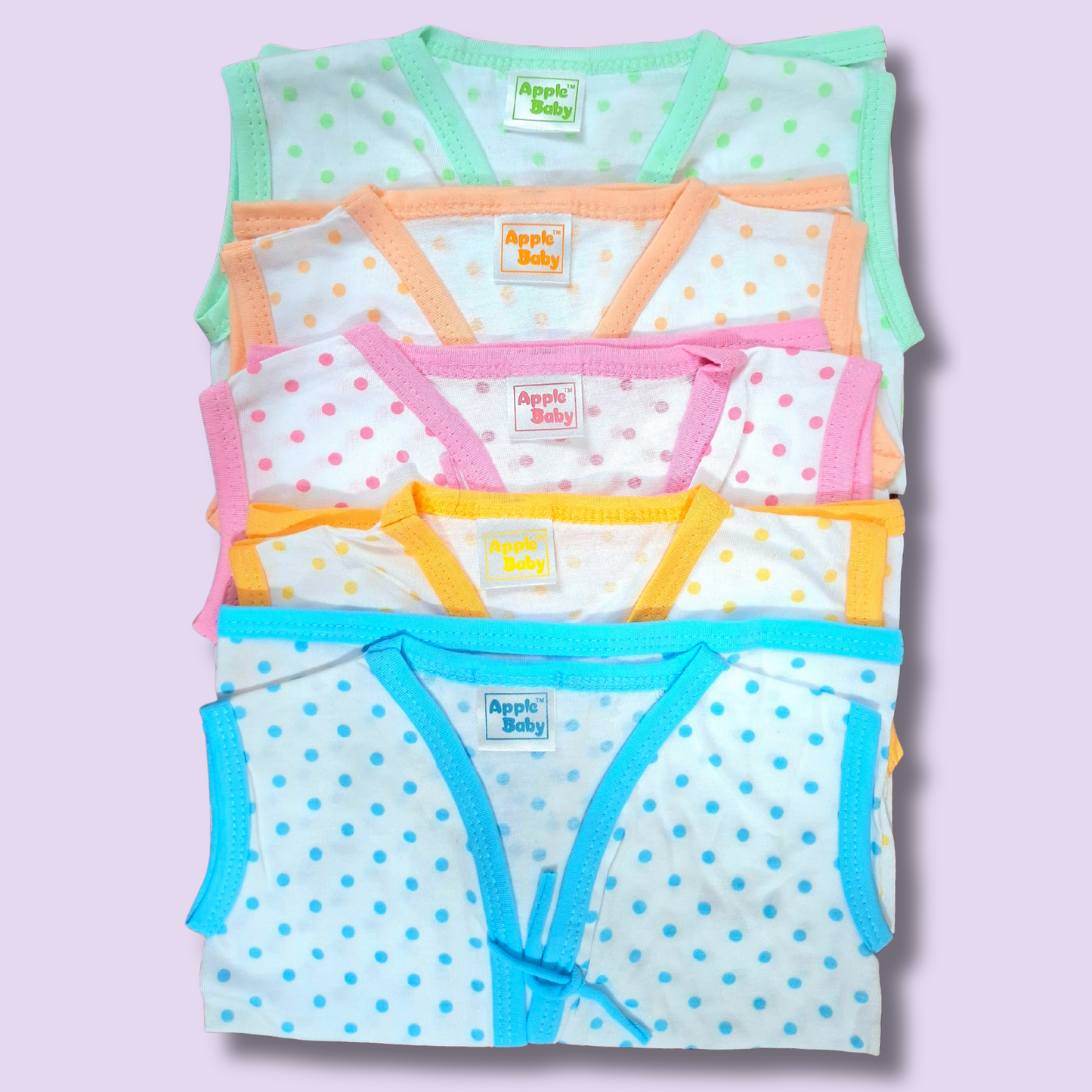 Newborn Baby Front Tie Jabla – Soft Cotton Sleeveless Vest – Pack of 5