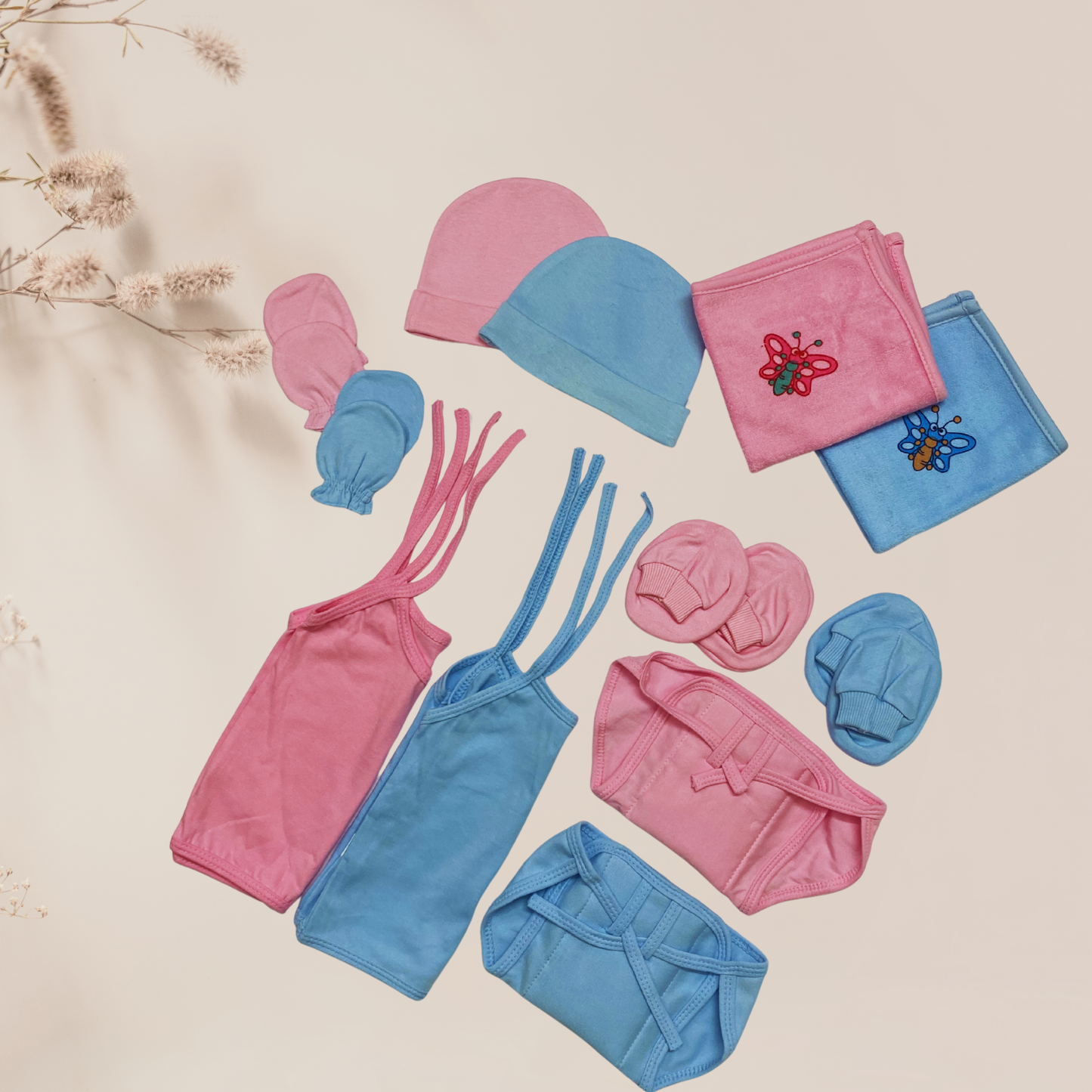 Adorable Baby Essentials Set – Pink & Blue Combo
