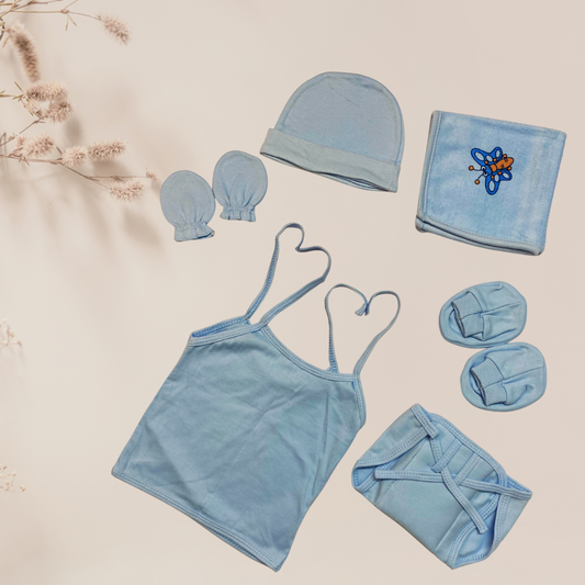 Soft Blue Baby Essentials Set – 7-Piece Comfort Collection